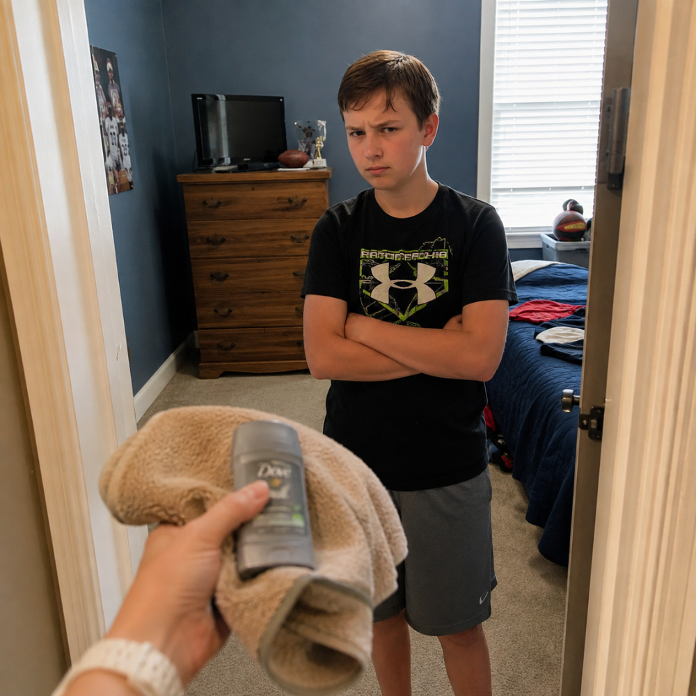 Parent checking child's hygiene
